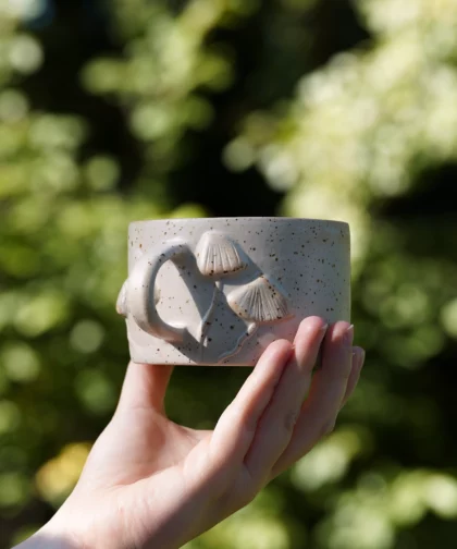 Mug champignons beige moucheté