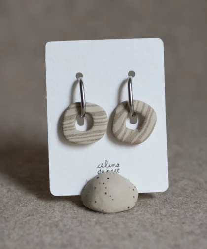 Boucles d'oreilles rayées carré, anneau ovale