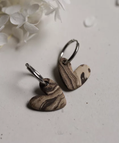 Boucles d'oreilles coeur brownie