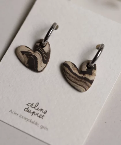 Boucles d'oreilles coeur brownie mini