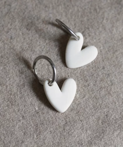 Boucles d'oreilles cœur porcelaine