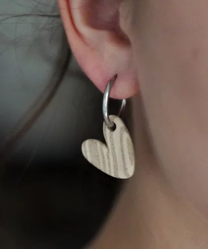 Boucles d'oreilles cœur rayé