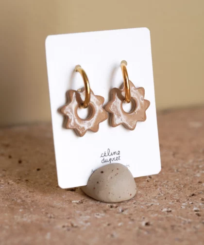 Boucles soleils caramel et or